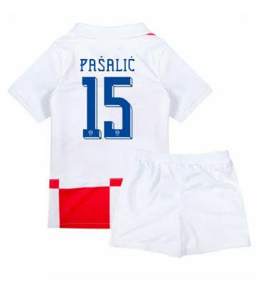 Croacia Mario Pasalic #15 Primera Equipación Niños Eurocopa 2024 Manga Corta (+ Pantalones cortos)